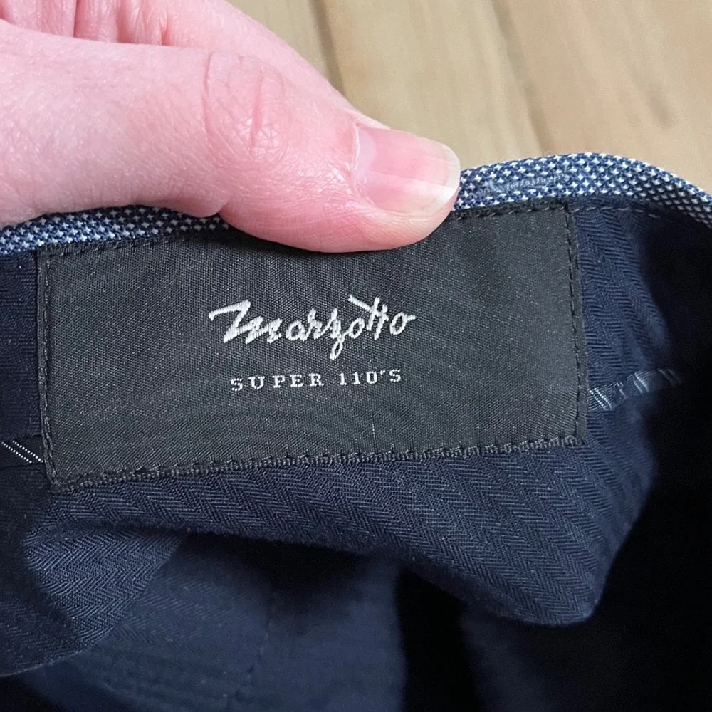 Banana Republic Marzotto 110 Wool Mens Blue Grey Micro Pattern Dress Pants Slack